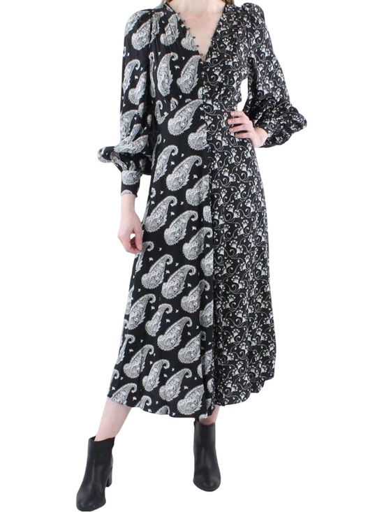 Ted Baker Dresses & Skirts - Ted Baker Black & White Mixed Paisley Midi Dress Size 2 Boho Designer Occasion